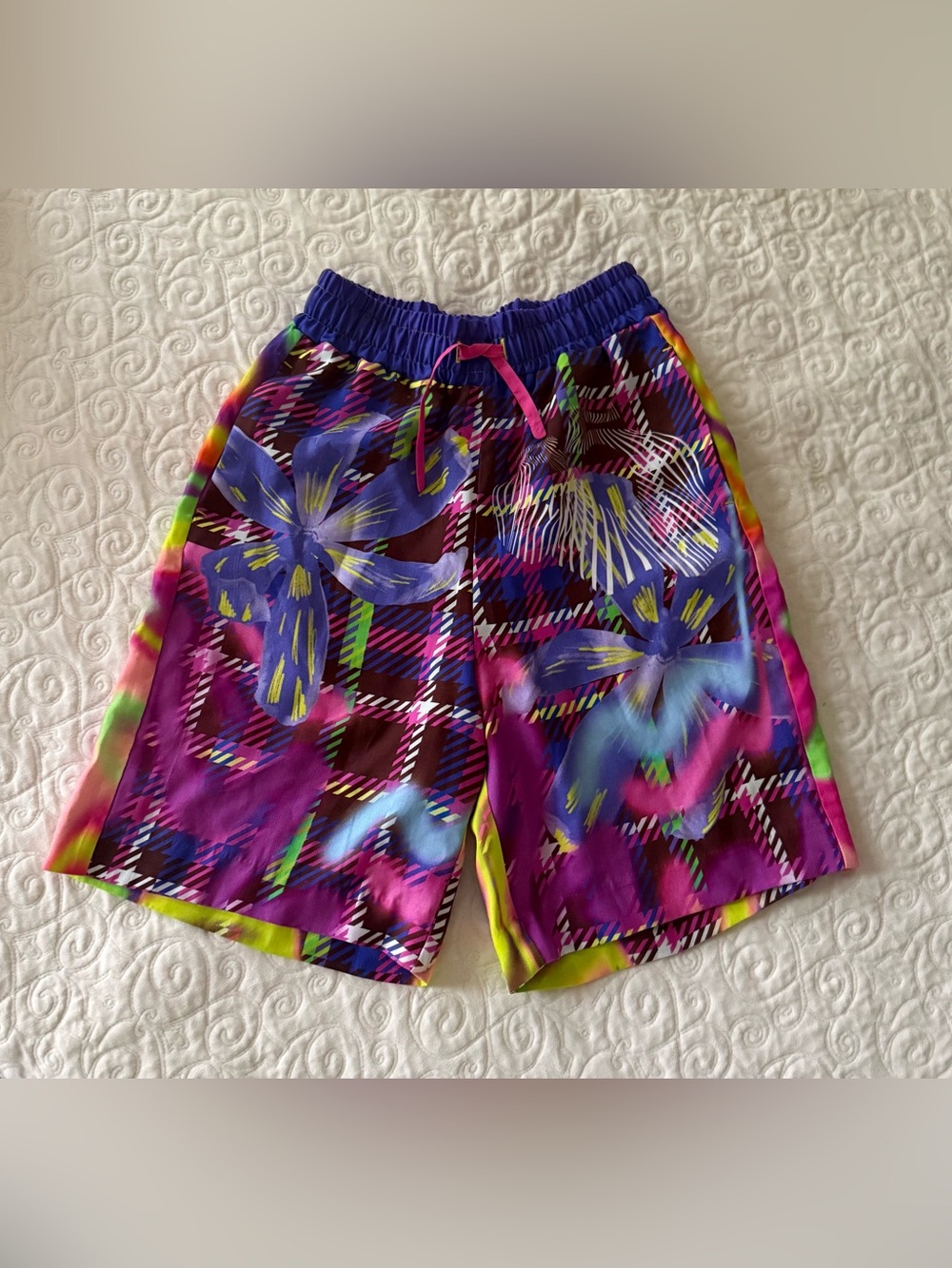 Bruce Glen Unisex Brown Purple Floral  Basketball Shorts Small New